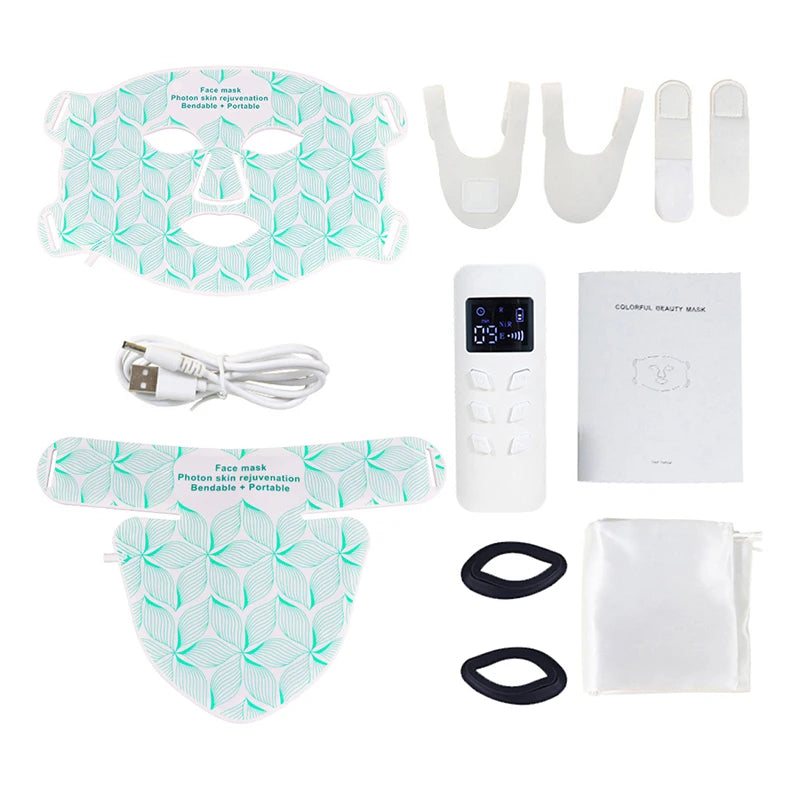 Facial LED Mask with Neck Red Light Near Infrared Therapy