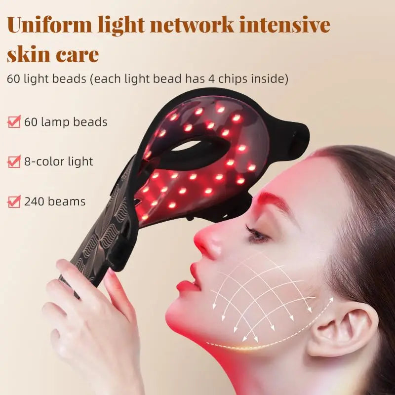 Facial LED Mask with Neck Red Light Near Infrared Therapy